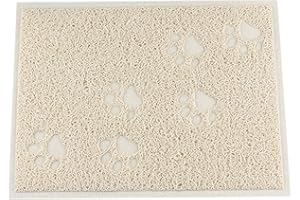 KINGCOO Cat Litter Box Mat, Waterproof Cat Litter Mat Catcher Trapper Table Food Mat for Dog Cat,PVC 30 x 40 CM (Beige)