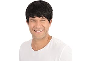 BRISTOL NOVELTY Short Black Wig for Male - 1 Piece - Authentic Design, Perfect Accessory for 1970s-Themed Parties, Music Festivals, Cosplay, & More Halloween Halloween