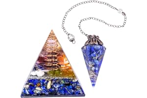 mookaitedecor Lapis Lazuli Orgone Pyramid & Pendulum Set, Orgonite Energy Generator for Protection, Divination, Chakra Healing and Meditation Yoga Balancing