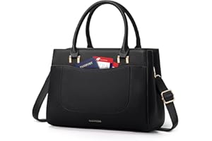 RAINSMORE Handbags for Women PU Leather Ladies Designer Handbags for Women Waterproof Women's Top-Handle Bags Fashion Shoulder Tote Bag for Casual Work Black