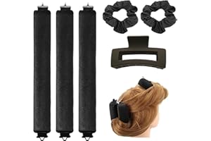 TAIHOBO 9 Sztuki Wałków do Włosów bez Wysokich Temperatur, Lokówki na Noc, Miękkie i Wygodne, Loków bez Wysokiej Temperatury, Antypoślizgowe Wałki na Noc do Różnych Fryzur(Czarny)