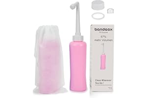 BANDEAX Po Dusche 500 ml – Kompakte tragbare Intimdusche für unterwegs – Sanfte Reinigung im Wochenbett, bei Hämorrhoiden & Schwangerschaft – Mit Beutel, Deckel & Staubschutz – Portable Bidet To Go