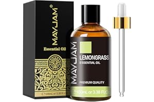 MAYJAM Olio Essenziale Di Lemongrass 100ml, Olio Di Lemongrass Per Diffusore, Umidificatore, Fai Da Te, Casa, Guardaroba