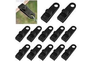 LUNZA Lot de 12 Clip de Bâche Tente, Pince pour Bâche, Réglable Tent Clip, pour Maintenir Les Accessoires de Camping, pour Auvents, Camping, Caravane, Couvertures de Voiture et Autres Usages (Noir)