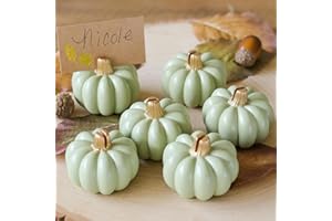 Kate Aspen Fall Decor Mini Green Pumpkin Place Card Holder (Set of 6), Place Settings, Perfect for Thanksgiving Table Decor, Fall Themed Weddings, Bridal Brunches