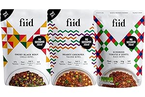 Fiid 100% Natural Vegan Microwave Sharing Ready Meals Flavour Multipack - 3 x 275g - Mexican Chilli, Italian Sundried Tomato, Moroccan Tagine (Vegetarian Family Food Pouch, High in Fibre & Protein)