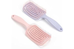Yikki 2Pack Detangle Hair Brush for Wet & Dry Hair – Curved Vent Hair Brush Detangler for Women, Men – Easy Detangling for Curly, Straight & Thick Hair, No Pull Massage