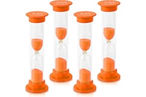 TeacherFav Sand Timer for Kids - 5 Minute Set of 4 Hour Glass - Orange Color- Acrylic Covered for Classroom, Home & Kids Room