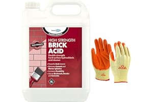 Perfectonish High Strength Brick Acid Cleaner With Protective Gloves - 5 Litres Patio Tile Cleaner for Cement Mortar Removal Paint Remover for Bricks (1)