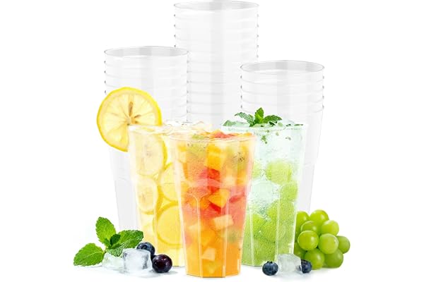 LOTMOFUN 50 stycken partymugg-set, drickkoppar okrossbara återanvändbara muggar för dryckesfester, födelsedag, bröllop – 473 ml/16 oz