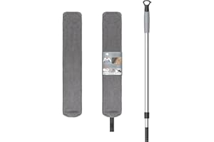 MR.SIGA Plumeau Téléscopique Flexible en Microfibre pour sous Les Meubles ou Canapés, Manche Long Réglable en Acier Inoxydable, Chiffon Lavable de Rechange Fourni