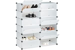 ‎RELAXDAYS Relaxdays Szafka z tworzywa sztucznego, regał na buty, regał 12-komorowy, HWD: 108 x 94 x 37 cm, przezroczysty, 37 x 94 x 108 cm