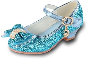 M MUNCASO Mary Jane Princess Shoes with Shiny Bow,Glitter Girls Party Shoes, Flower Girl Shoes for Banquets, Birthday Parties,Cosplay Dance Shoes Princess Fancy Dress Up Shoes