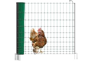 VOSS.farming Geflügelnetz 25m 122cm hoch Basic - Hühnerzaun elektrifizierbar, 7 stabile Pfähle mit Doppelspitze, grüner Geflügelzaun, Flexibler Zaun, mobiler Begrenzungszaun für Hühner, Haustiere