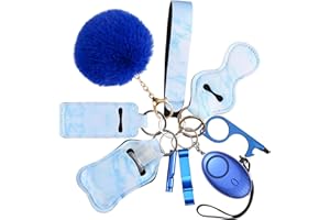 Upgraded Ankilo Safe Sound Personal Alarm 10 Pcs Set Self Defense Keychain Set for Women and Kids with LED Light, No Touch Door Opener, Whistle