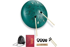 YUENGJGI Handpan Tongue Drum 6 pouces 16 Tons Mini Steel tongue Drum Instrument de musique à percussion Yoga Méditation, Pour Débutants,Adultes,Enfants,Livré Avec le Sac,Des Maillets et Des Médiators -Vert