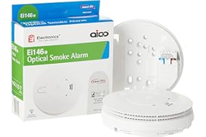 Aico Ei146e Optical Smoke Alarm AC mains power supply and 9V alkaline battery back-up.