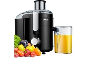 GDOR Entsafter 600W Entsafter Gemüse Und Obst Mit Großem 65mm Einfüllschacht 3 Geschwindigkeiten Juicer Hohe Ausbeute Juicer Machine Leicht Zu Reinigen Kompakte Juicers BPA-freie Reinigungsbürste