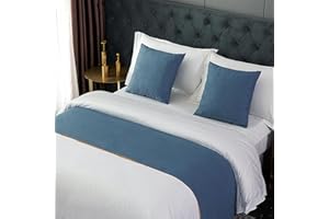 TTiiLoe Camino de cama para pies de cama, decoración de ropa de cama, colcha de color sólido, bufanda, toalla de protección para dormitorio de hotel, azul, 50 x 180 cm para cama de 1,2 m