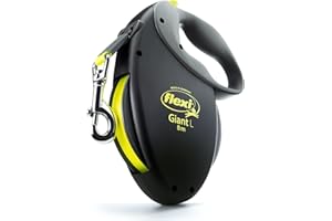 FLEXI Giant Tape Chowane smycze dla dużych psów o wadze do 49 kg - 7,9 m, czarne, nieplącząca się smycz do wyprowadzania zwierząt domowych z hamulcem ręcznym, pauza, zamek| niemiecki produkt wysokiej