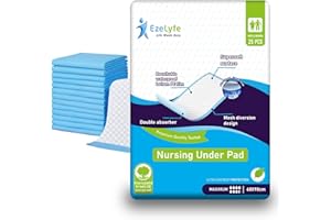 EzeLyfe Premium Incontinence Bed Mats - Max Absorbent Waterproof Protective Disposable Bed Pads Bed Sheets- 60 x 90 cms (Pack of 25)