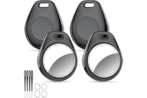 Tukio® Air Tags Traceur Lot de 4, Localisateurs D’Objets Fonctionne avec l’app Localiser Apple (Uniquement iOS) Batterie remplaçable, Bluetooth Tracker pour Clés Valises Portefeuilles Wallet Bagages