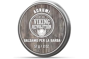 Viking Revolution Beard Balm - All Natural Grooming Treatment with Argan Oil & Mango Butter - Strengthens & Softens Beards & Mustaches - Citrus Scent Leave in Conditioner Wax for Men - 1 Pack