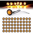 50 Pcs TMH 3/4" Inch Mount Amber LED Clearance Markers Bullet Truck Trailer Marker lights, side marker lights, led marker lights, led side marker lights, led trailer marker lights