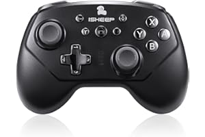 ISHEEP SDN01 Wireless Bluetooth Controller per Switch Pro, Joystick Gamepad per Nintendo Switch. Joypad gioco con Turbo, 6-Axis Gyro, Double Vibration, Funzione Screenshot.( Nero)