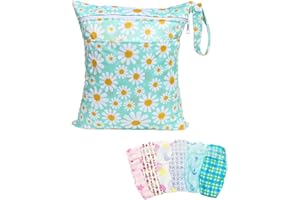 GRVICH Hanging Peg Bag with Hanger, Clothes Pegs Bag, Peg Bag for Washing Line, Daisy Cotton Clothes Peg Bag, for Hangable, Clothespin, Socks, Underwear, for Bedroom, Bathroom, Kitchen