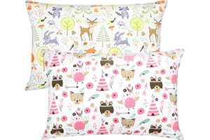 BILLION XIN Children's Cushion Cover, Pack of 2, 100% Cotton Baby Pillowcase, 40 x 60 cm Cushion Cover, Soft, Breathable for Boys and Girls, Bed Linen, Baby Pillow Cover with Envelope