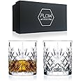 Flow Classic Whiskey Glasses Set of 2, Crystal Whisky Glass Gift Set Perfect Whiskey Tumblers for Scotch, Bourbon Gin & Tonic