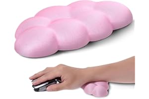 TIESOME Poggiapolsi per mouse, in memory foam PU, ergonomico, sollievo dal dolore, supporto per il polso con base antiscivolo, per ufficio, scuola, casa, laptop e mouse per computer (rosa)