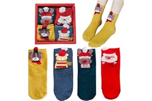 KOIROI 4 pary skarpet bożonarodzeniowych, skarpety na Boże Narodzenie, dla kobiet i mężczyzn, na Boże Narodzenie, ciepłe skarpety bawełniane, kolorowe, zabawne skarpetki, skarpety bożonarodzeniowe,