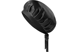 Desmend 19 Momme 100% seta di gelso naturale Sleep Cap per donna Cura dei capelli seta sonno cofano con nastri regolabili (1 pezzi nero)