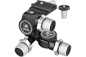 ARTCISE 3-Way Geared Tripod Head with Arca Type QR Plate,Supports Millimeter Micro Adjustment, 3 Axis Pan/Tilt Fluid Head with Large/Fine Quick Switch Dual Mode, Max Load11lb