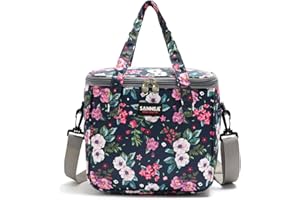 SAMERIO Sacs-Repas Sac à Lunch Boîte à Lunch isolée Boîte à Lunch Organisateur Glacière Sacs à bento pour Le Travail Scolaire/Enfants Filles Garçons Enfants Studen Femmes (Flower-L)