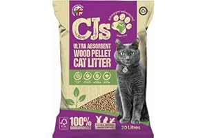 CJ's Premium Cat Litter Ultra Absorbent Wood Pellets, Biodegradable, 30 L