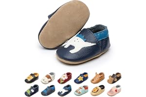 EDOTON Krabbelschuhe Baby LederLauflernschuhe Mädchen mit weichen Wildledersohlen Lederschuhe Baby Jungen Mädchen Hausschuhe 0-24 Monate