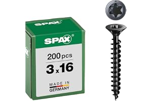 Spax Universalskruv, försänkt huvud, svart, T-STAR plus, helgängad (3 x 16 mm 200 stycken)