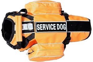 Haoyueer Service Hunderucksack, abnehmbare Satteltaschen mit Label-Patches, Größe M, passend für einen Umfang von 50,8–61 cm, Orange