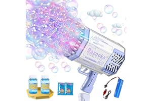 AVYVI Bubble Machine Gun for Kids,69 Holes baz ooka Bubble Guns12000+Bubbles Per Minute Bubble Gun blaster With Lights Toys for Kids Birthday Wedding Party Outdoor Christmas Autumn Toy(Purple)…
