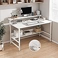 Jantens Gaming Desk with Double Layer Metal Frame Office Table, 3 Heights Adjustable Monitor Rack Study Desk Ergonomic Table with Storage Tier 110 * 45 * 75CM