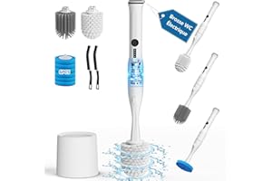 Leebein Brosse de Toilette Électrique, Nettoyage pour Cuvette de Toilette Électrique avec 8 Têtes de Brosse Remplaçables, Brosse de Toilette Jetable avec 6 Recharges de Nettoyant, 2 Brosse Interstice