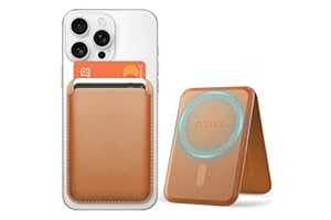 OCASE Porte-Cartes Magnétique, Support Réglable, Compatible avec MagSafe, Cuir Synthétique, pour iPhone Séries 16/15/14/13/12 (Exclu Séries Mini) et Coque per MagSafe - Brun