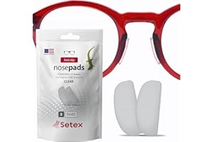 Setex Gecko Grip Glasses Nose Pads (5 Clear Pairs) - Anti-Slip Nose Pads for Glasses, Micro-Structured Fibers, Ultra-Strong Grip and Ultra-Soft, Self Stick Adhesive, 1 x 7 x 16 mm