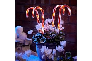 Sentik® 4 Pack Battery Powered Christmas Candy Cane Pathway Garden Stake Lights Festive Outdoor Decoration (Red & White)