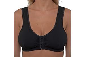 Gemm Women's Front Fastening Mastectomy Bras with Pockets Non Wired Soft Cotton
