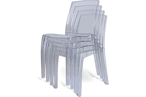 4 FRONT FURNITURE 4 x Chairs Clear Transparent, Recyclable, Strong, Made in UK, Stackable, Durable, Stylish, Comfortable, UV Resistant | Kitchen, Living, Dining, Office, Café, Restaurant, College, Hotel, Event