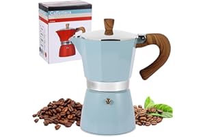 Kinberry Stovetop Coffee Maker - 6 Cup Aluminium Italian Espresso Maker, 300ml Gas & Electric Stove Top Moka Pot for Cappuccino Latte Mocha, Blue